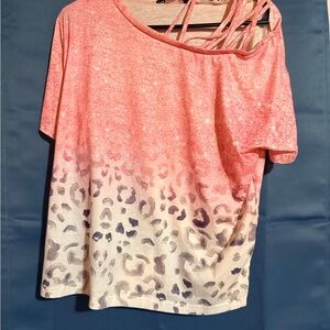 Stylish Coral and Cream Leopard Print Blouse